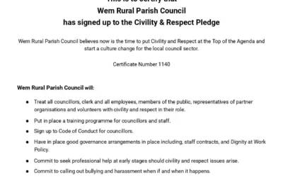 Wem Rural Parish Council signs the Civility and Respect Pledge